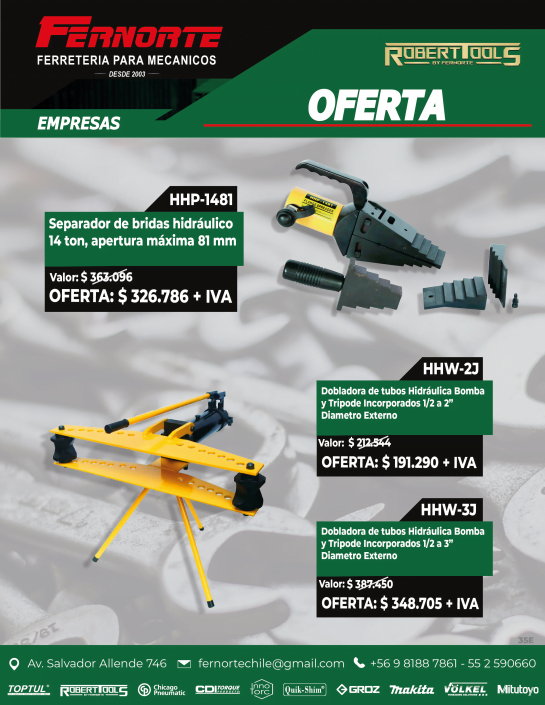 35E – ROBERT-TOOLS SEPARADOR BRIDAS, DOBLADORA TUBOS